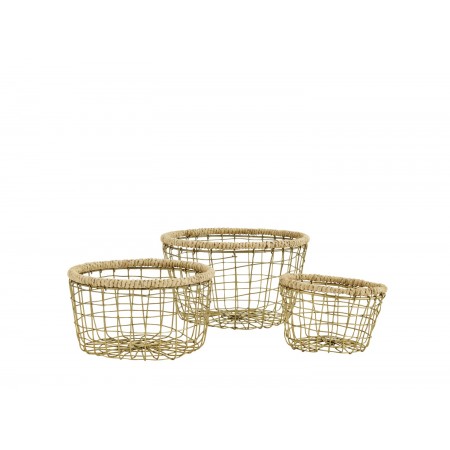 Round wire baskets w/ jute