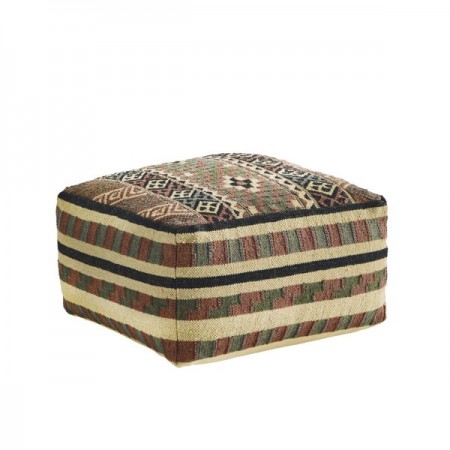 Handwoven recycled cotton pouf
