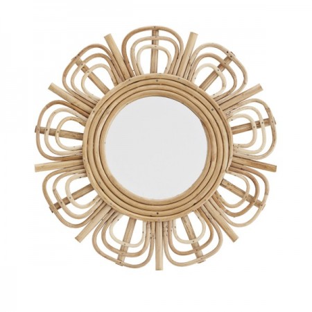 Round mirror w/ bamboo