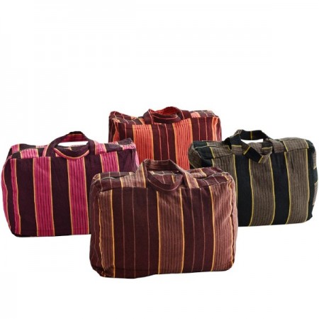 Striped cotton travel bag set/4