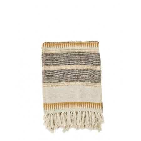 Striped woven throw w/fringes