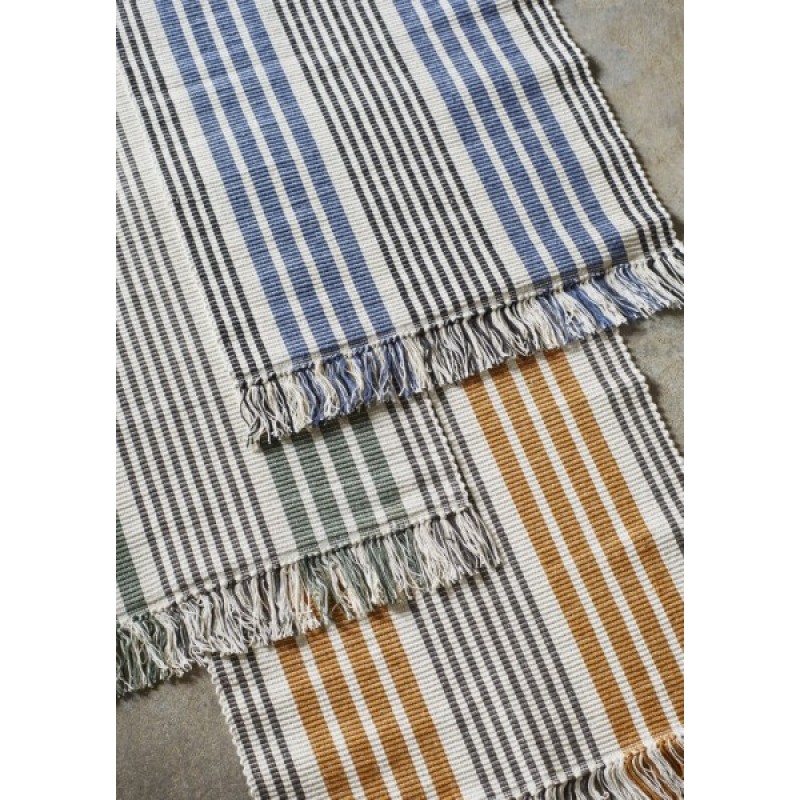 Striped cotton bath mat